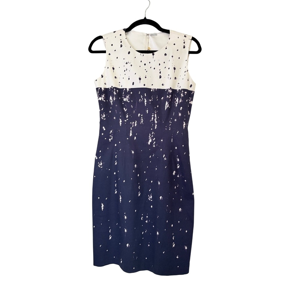NWT Elie Tahari Women's Emory Sheath Dress Sleeveless Colorblock Navy White Sz 4